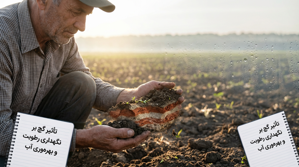 تأثیر گچ بر نگهداری رطوبت و بهره‌وری آب در خاک‌های رسی و شنی