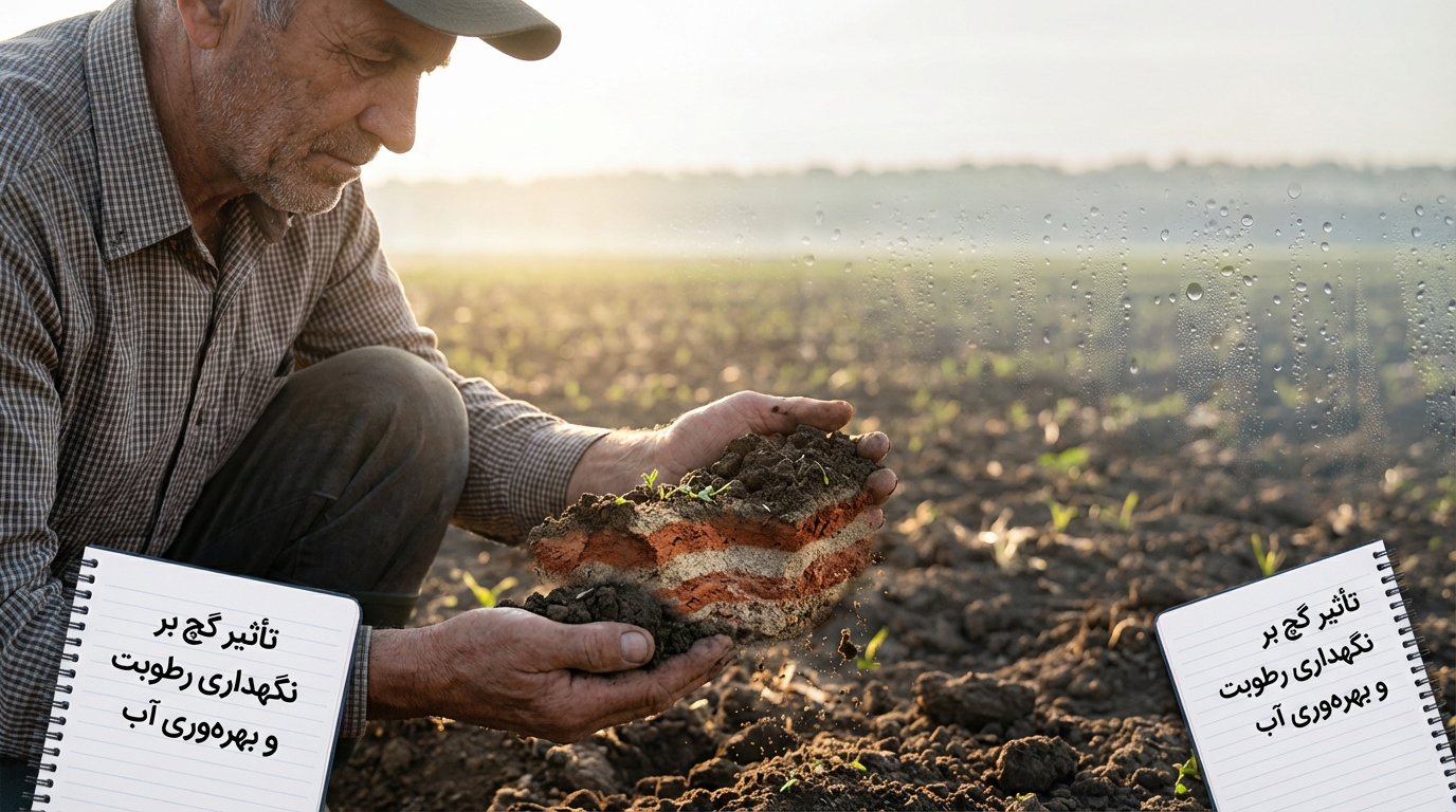 تأثیر گچ بر نگهداری رطوبت و بهره‌وری آب در خاک‌های رسی و شنی