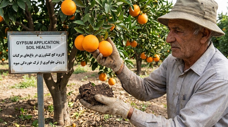 کاربرد گچ کشاورزی در باغ مرکبات و روش جلوگیری از ترک خوردگی میوه