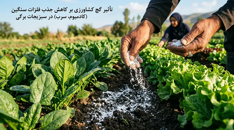 تأثیر گچ کشاورزی بر کاهش جذب فلزات سنگین (کادمیوم، سرب) در سبزیجات برگی
